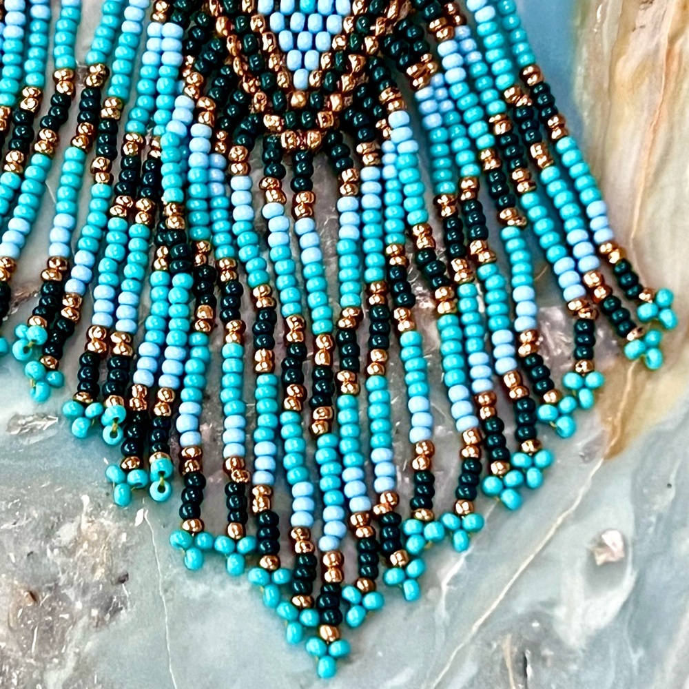 πΊπHPππΊ NWT Anthropologie Deepa Beaded Fringe Chandeliers - Picture 12 of 16